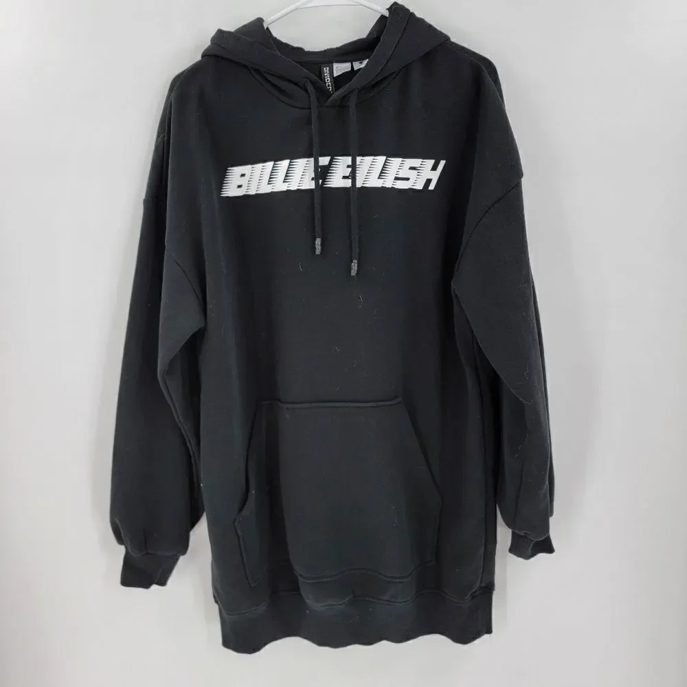 Billie Eilish black sweatshirt hoodie h&m oversized small medium - Picture 1 of 3